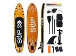 24MOVE® Standup Paddle Board SUP, inkl. umfangreichem Zubehör, Paddel und Hochdruckpumpe, ORANGE, 366x80x15cm