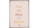 IB Laursen Metallschild Lebe nie ohne zu lachen, L20 x B14 cm, rosa