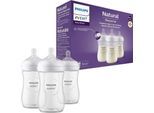 Philips AVENT Babyflasche Natural Response SCY903/03, 3 Stück, 260ml, ab dem 1. Monat, weiß