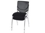 2er-Set Besucherstuhl H401, Konferenzstuhl stapelbar, Stoff/Textil ~ Sitz schwarz, Füße chrom