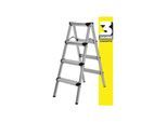 Craftfull Trittleiter CF-131A, 2-5 Stufen, Doppel-Klapptritt aus Aluminium, Anti-Rutsch, klappbar (2 x 4 Stufen)