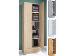 VCM Holz-Schuhschrank Maße: H. 200 x B. 70 x T. 39 cm Allzweckschrank 5 Fächer 4 Drehtüren extra Schublade– Lona