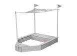 Sandkasten 'Schiff', Kinder-Outdoor-Sandkasten aus wetterfestem Massivholz, inkl. Sonnendach