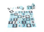Juskys Kinder Puzzlematte Noah 36 Teile mit Buchstaben & Zahlen - rutschfest – blau für Jungen