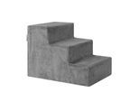 Juskys Haustiertreppe Timmy 36 cm, 3 Stufen Plüsch Grau waschbar– Hundetreppe für Bett, Sofa, Auto
