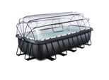 EXIT Black Leather Optic Pool 540x250x122cm mit Abdeckung und Sandpumpe - schwarz