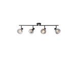 BRILLIANT Lampe Reflekt Spotrohr 4flg schwarzmatt/rauchglas 4x D45, E14, 18W, geeignet für Tropfenlampen (nicht enthalten) Köpfe schwenkbar / Arme drehbar