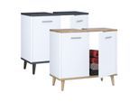 VCM Holz Waschbeckenunterschrank Badschrank Maße: H. 56 x B. 60 x T. 28 cm 2 große Drehtüren - Landos