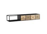 Massive TV-Board Kommode 150cm hängend Mango Massivholz Wiener Geflecht Rattan TV Lowboard