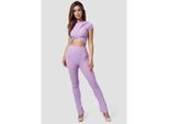 RAYSHYNE Damen Freizeitanzug 2-tlg., Femininer Lounge Zweiteiler Hose & Wickeltop RS22