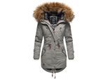 MARIKOO Damen Wintermantel stylischer Winterparka mit abnehmbarem Kunstfell Laviva Princess