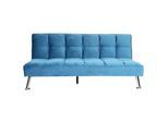 Sofa MCW-K21, Klappsofa Couch Schlafsofa, Nosagfederung Schlaffunktion Liegefläche 181x107cm ~ Samt, blau