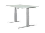 Schäfer Shop Select Schreibtisch LOGIN, elektrisch höhenverstellbar, Rechteck, T-Fuss, B 1200 x T 800 x H 645-1290 mm, lichtgrau/weissaluminium