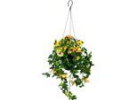 Kunstpflanze I.GE.A. "Stiefmütterchenhängeampel", gelb (gelb, orange), B:30cm H:64cm T:30cm, Kunststoff, Metall, Polyester, Kunstpflanzen, Kunstpflanze