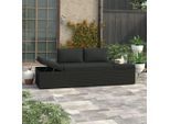 vidaXL Sonnenliege mit Auflage Poly Rattan Schwarz