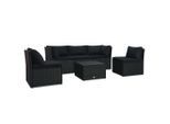 vidaXL 4-tlg. Garten-Lounge-Set mit Auflagen Poly Rattan Schwarz