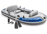 Schlauchboot INTEX "Excursion 4" Kleinboote grau (grau, blau) Wasserspielzeug Kleinboote