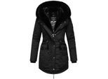 NAVAHOO Damen Wintermantel Winterparka Gefüttert mit 2 Kunstpelz-Kapuzen Sweety Deluxe
