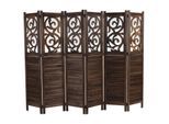 Paravent Izmir, Raumteiler Trennwand Sichtschutz, Ornamente ~ 170x241x2cm, braun