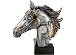 Tierfigur CASABLANCA BY GILDE "Skulptur Steampunk Horse", silber (silberfarben), B:29cm H:34cm T:8cm, Kunstharz, Dekofiguren, Tierfigur