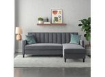 Dorel Home Ecksofa mit Schlafffunktion, Recamiere mit Stauraum beidseitig montierbar, Rückenlehne 2-teilig und 3-fach...