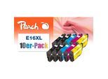Peach E16 XL 10 Druckerpatronen XL (2*bk, bk, c/m/y) ersetzt Epson No. 16XL, C13T16364010 für z.B. Epson WorkForce WF -2010 W (wiederaufbereitet)