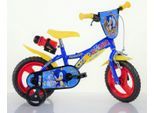 Dino Kinderfahrrad Sonic 12 Zoll, 1 Gang, mit Stützrädern, Trinkflasche und Frontschild, blau