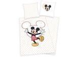 Kinderbettwäsche Disney Mickey Mouse, Disney, Linon, mit tollem Mickey Mouse Motiv, bunt|weiß