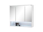 möbelando Spiegelschrank Bella Spiegelschrank aus Spanplatte und Spiegelglas in Weiß mit 3 Spiegeltüren