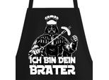 Youth Designz Grillschürze Herren ICH BIN DEIN BRATER Schürze Männer Grillschürze, mit lustigem Spruch Aufdruck, schwarz