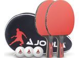 Joola Tischtennisschläger TT-Set Duo Carbon (Set, mit Schlägerhülle, mit Bällen), rot|schwarz|weiß