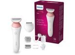 Philips Elektrokörperrasierer SatinShave Prestige BRL146/00, Aufsätze: 5, nass oder trocken, inkl. Handschuh und Tasche, rosa|weiß