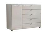 Kombikommode WIEMANN "Quito", grau (champagner, dekor, glas champagner), B:120cm H:86cm T:43cm, Holzwerkstoff, Floatglas, Sideboards