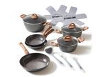 STONELINE® CERAMIC Back to Nature Kochgeschirr-Set, 14-tlg., Keramik-Beschichtung, mit Glasdeckeln