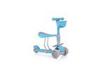 Moni Kinderroller Bubblegum 2 in 1, Höhe einstellbar, Sitz abnehmbar, 3 Räder blau