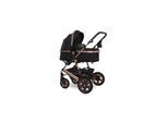 Lorelli Kinderwagen Lora faltbar Gummiräder Tragetasche Sportsitz Fußabdeckung schwarz gold