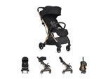 Cangaroo Kinderwagen easy Fold Buggy Alu Sonnendach verstellbar, faltbar, Korb schwarz gold