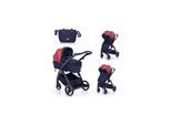 Lorelli Kombikinderwagen 2 in 1 Adria, Aluminiumrahmen, Wickeltasche, Adapter rot