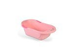Babybadewanne Lilly platzsparend mit Wasserablauf, Ablagefächer für Zubehör rosa