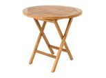 VCM Klapptisch Balkontisch Gartentisch klappbar hochwertig Teak Holz Ø 80cm