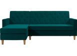 Cosmo Living Ecksofa »Liberty«, mit Schlafffunktion, Recamiere mit Stauraum beidseitig montierbar