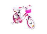 Actionbikes Kinderfahrrad Unicorn 16 Zoll, Pink, Einhorn-Design, Puppensitz, Stützräder, Fahrradkorb