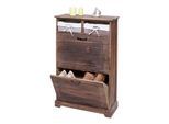 Schuhkipper MCW-H19, Schuhschrank Schuhregal Schuhablage, Massiv-Holz Shabby-Look Korb-Schublade 100x60x24cm ~ braun