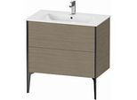 Duravit XViu Waschtisch-Unterschrank XV44820B235 81 x 59,4 x 48 cm, Eiche terra, 2 Auszüge, stehend, schwarz matt