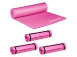 Relaxdays - 4 x Yogamatte, 1 cm dick, für Pilates, Fitness, gelenkschonend, mit Tragegurt, Gymnastikmatte 60 x 180 cm, pink