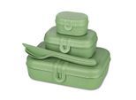 Koziol - Pascal Ready Lunchbox-Set mit Klikk Besteck, nature leaf green