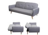Schlafsofa MCW-J18, Couch Klappsofa Gästebett Bettsofa, Schlaffunktion Stoff/Textil 185cm ~ grau