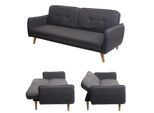 Schlafsofa MCW-J18, Couch Klappsofa Gästebett Bettsofa, Schlaffunktion Stoff/Textil 185cm ~ anthrazit-grau