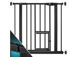 KIDIZ® Absperrgitter zum Klemmen mit Katzenklappe, Türschutzgitter, Autoclose Kinder Treppengitter ohne Bohren 90° Stopp Schutz, schwenkbar, Treppenschutzgitter