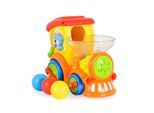 Moni Spielzeug Zug 958, Kugelbahn, 3 bunte Bälle, Musik- und Lichtfunktion gelb